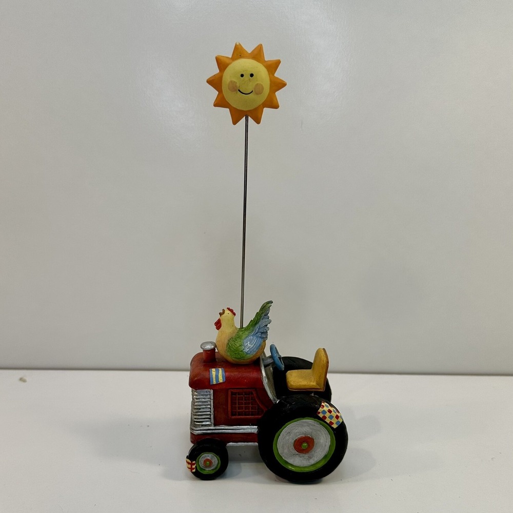 Vintage Chicken on a Tractor On The Farm Figurine Statue Home Decor Country Core